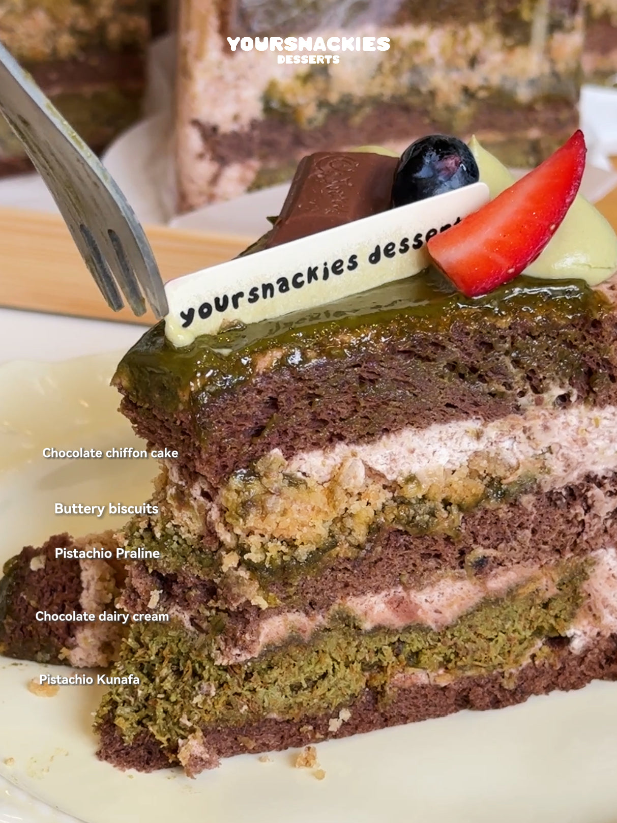 Dubai Pistachio Dark Chocolate Cake