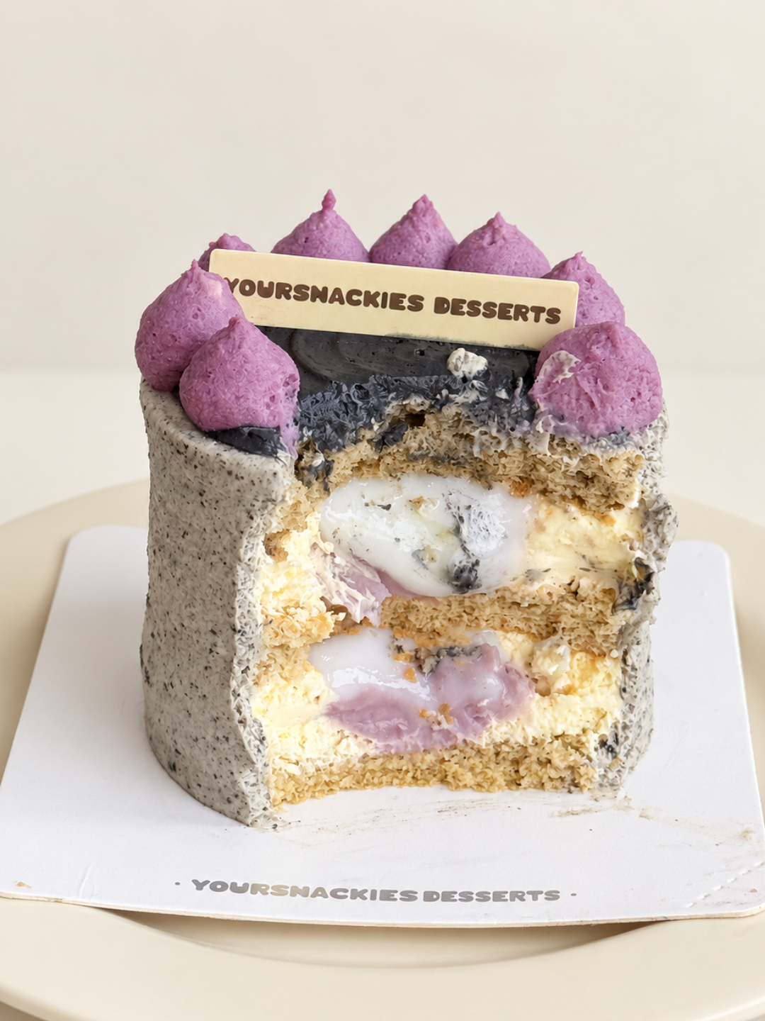 Black Sesame Mochi Yam Mini Cake 黑芝麻麻薯芋泥迷你蛋糕