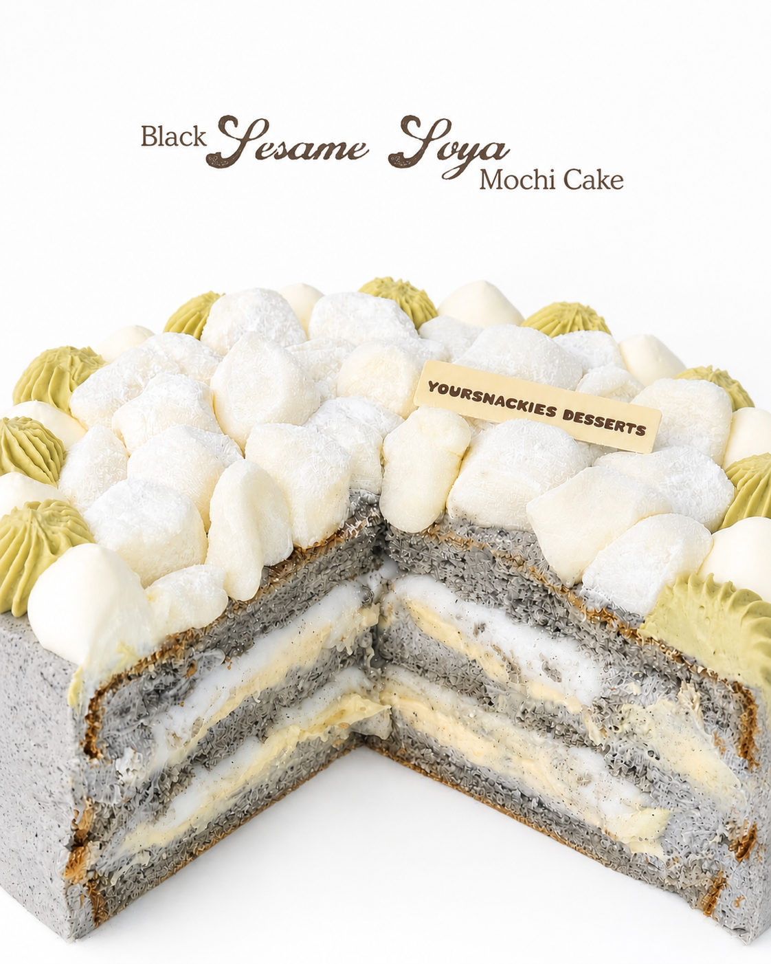 Black Sesame Soya Mochi Cake