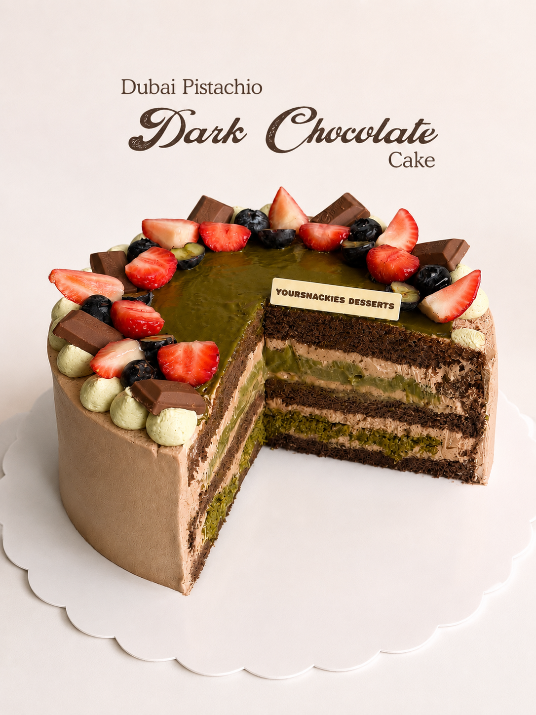 Dubai Pistachio Dark Chocolate Cake