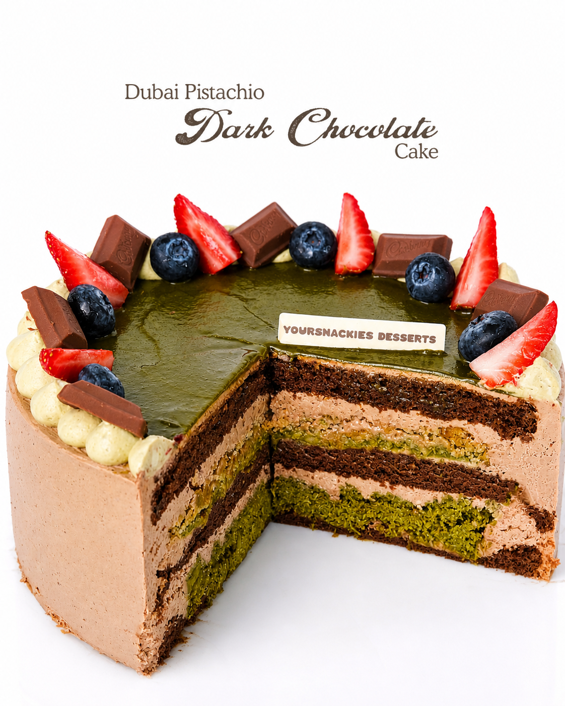 Dubai Pistachio Dark Chocolate Cake