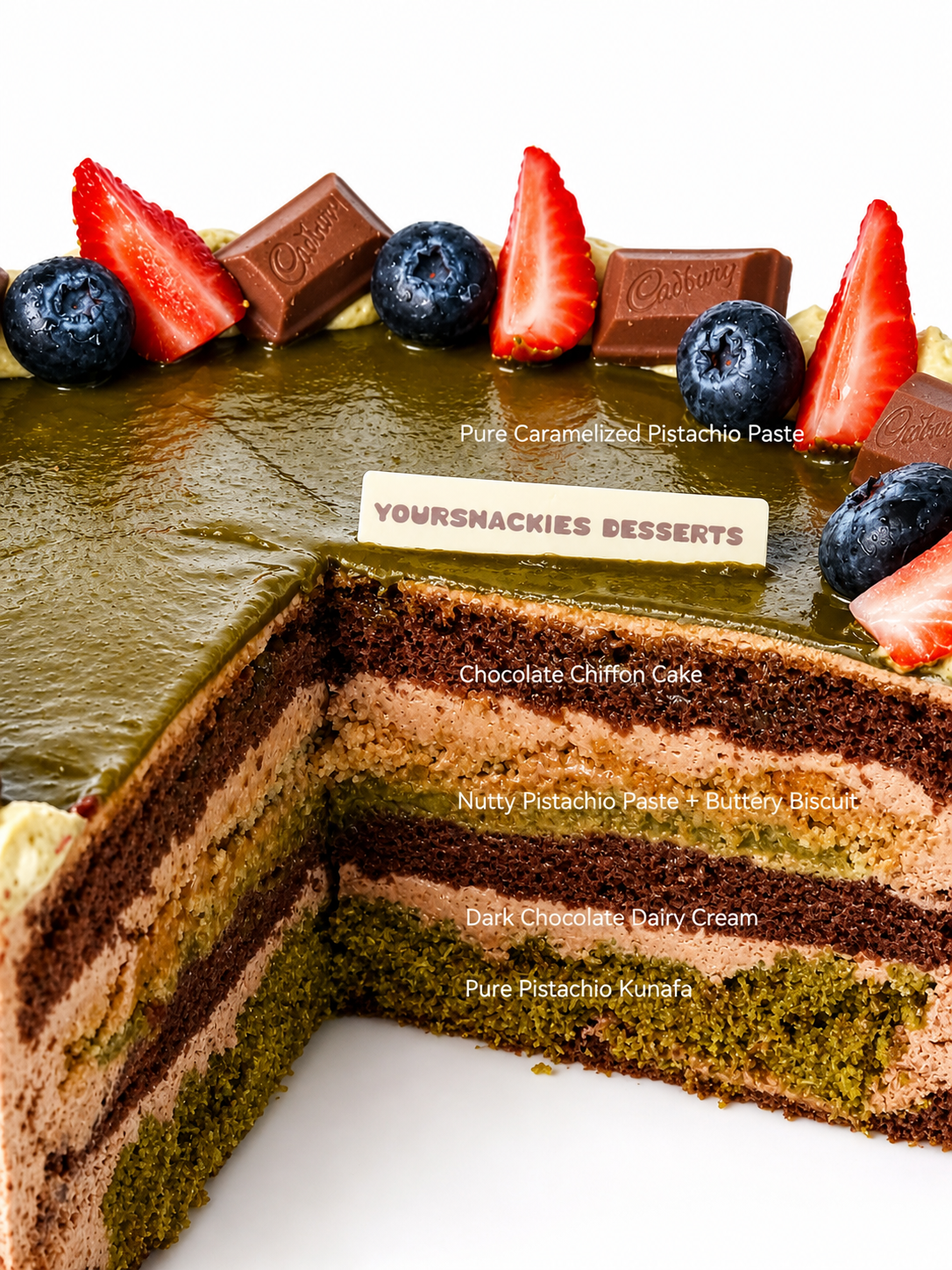 Dubai Pistachio Dark Chocolate Cake