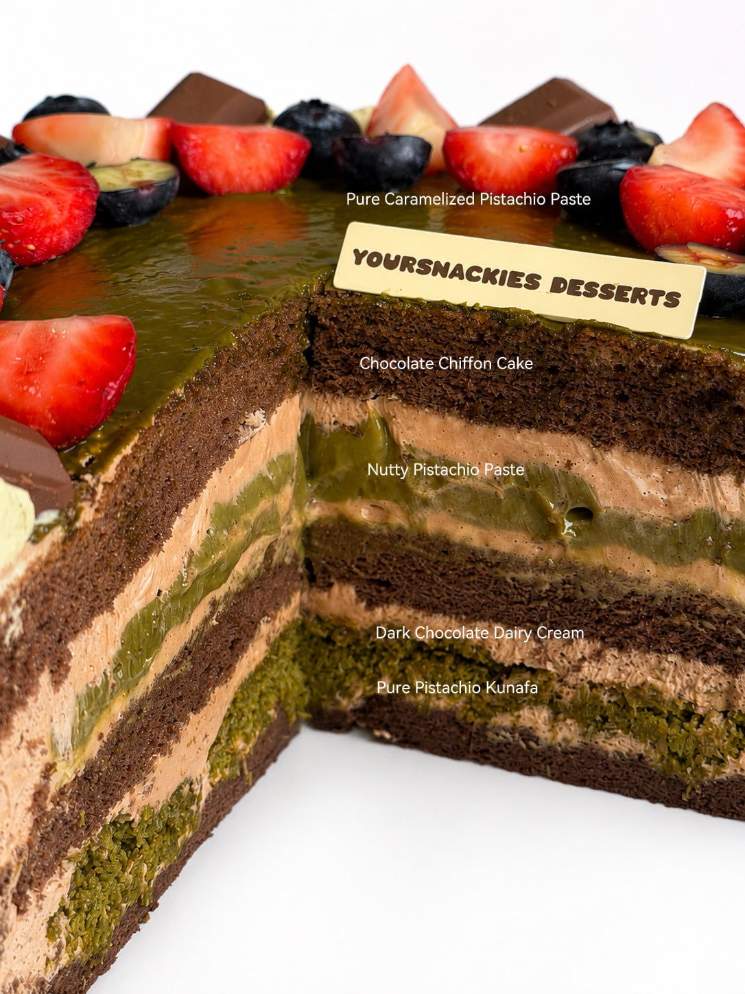 Dubai Pistachio Dark Chocolate Cake