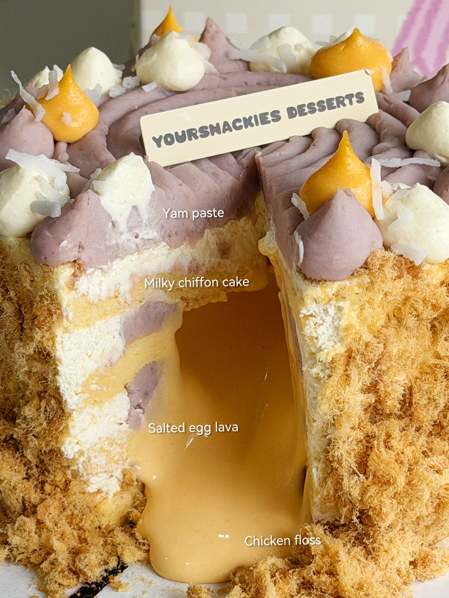 Salted Egg Lava Chicken Floss Yam Cake