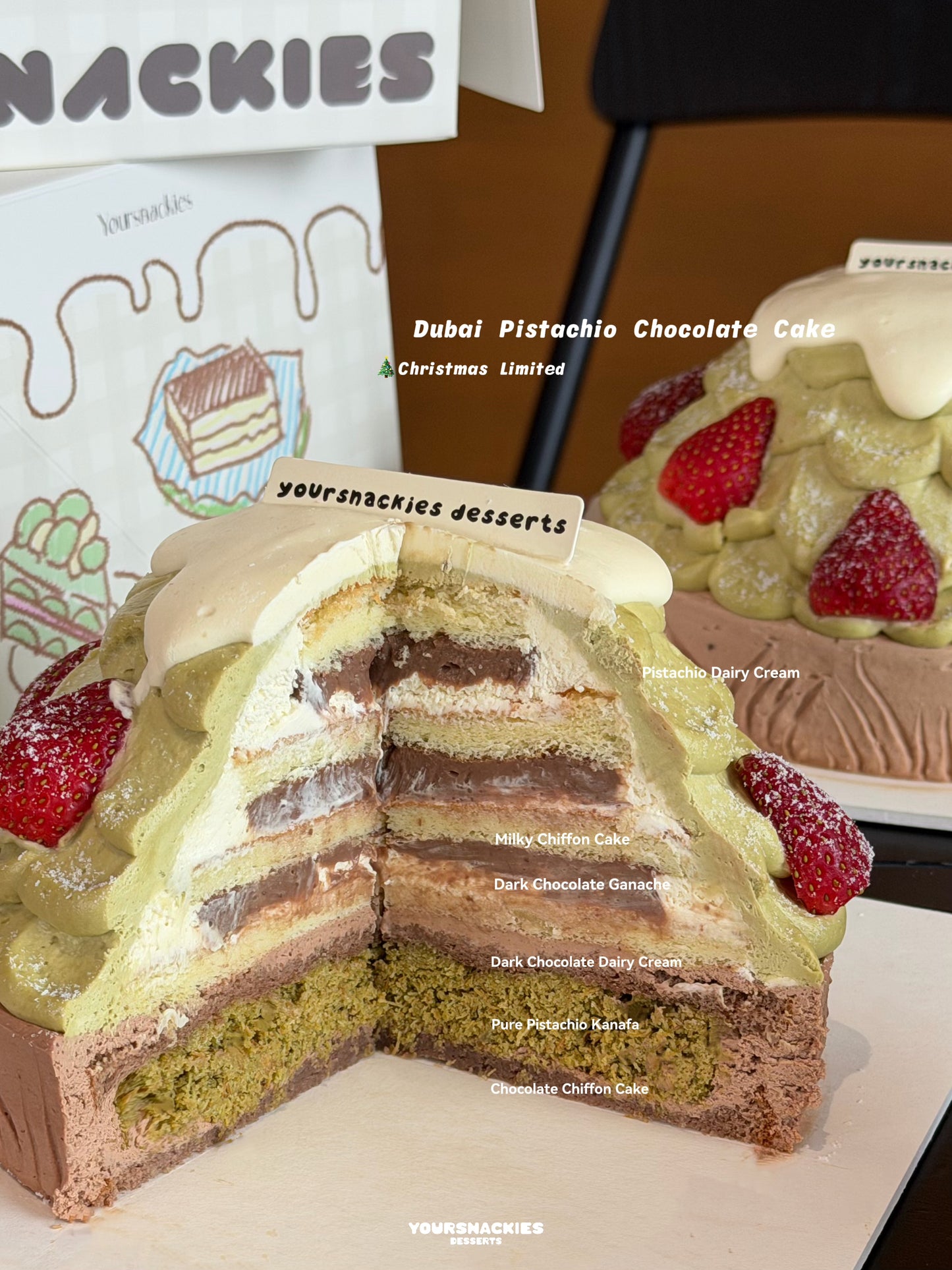Christmas Limited Dubai Pistachio Chocolate Cake