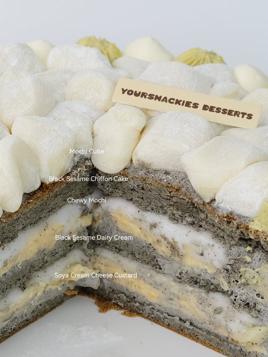 Black Sesame Soya Mochi Cake