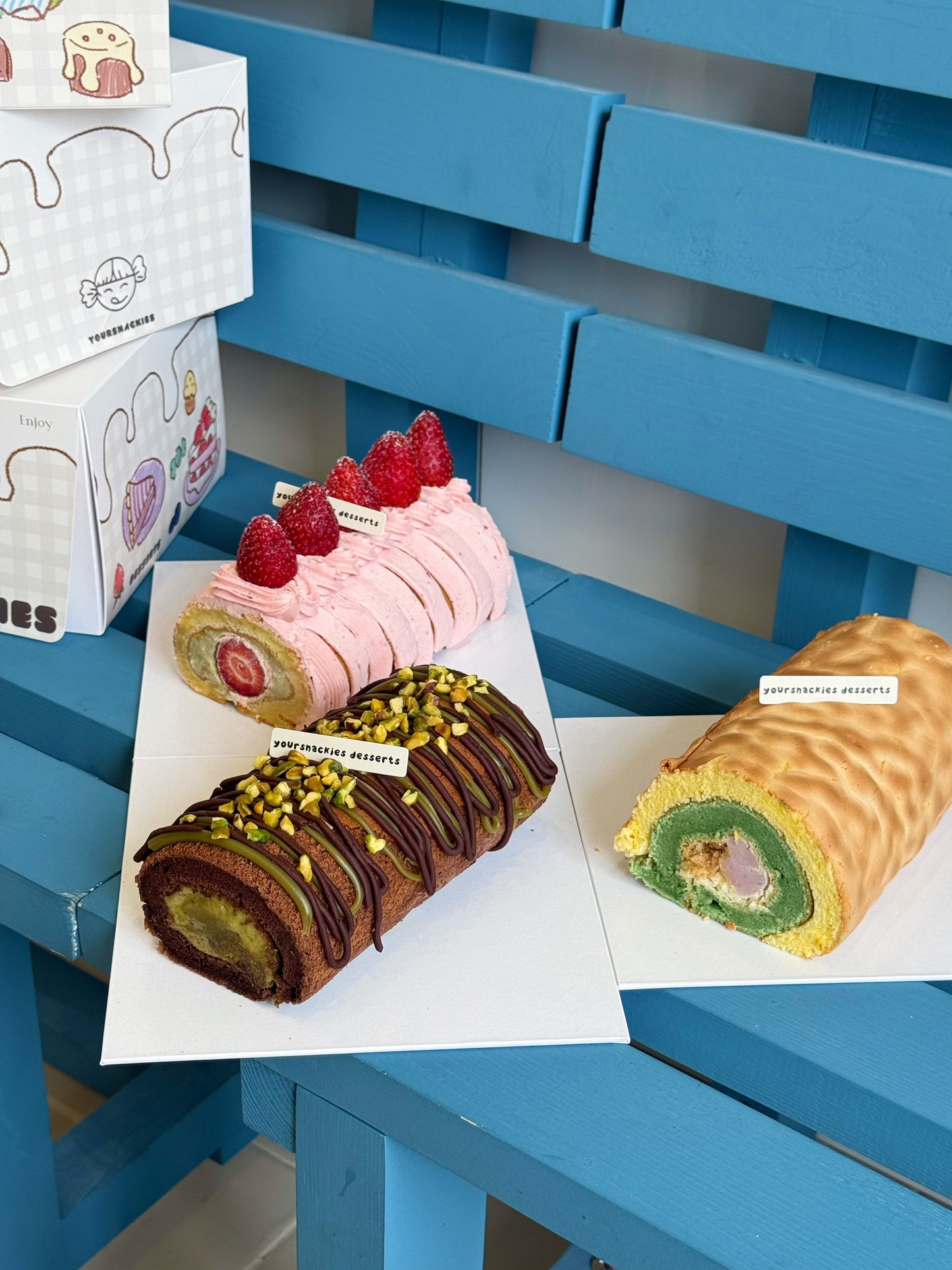 Very Strawberry Matcha Swiss Roll