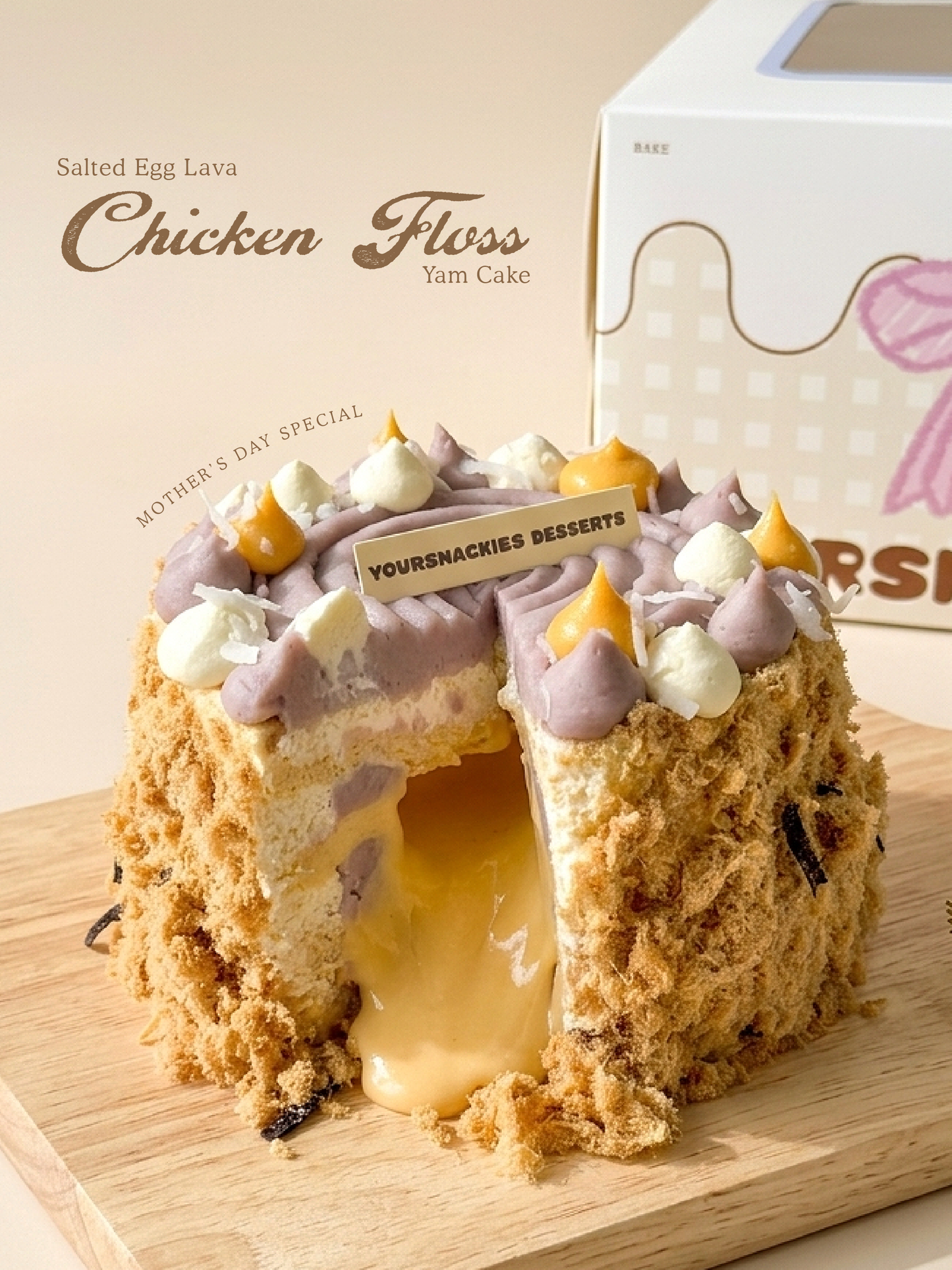 Salted Egg Lava Chicken Floss Yam Cake