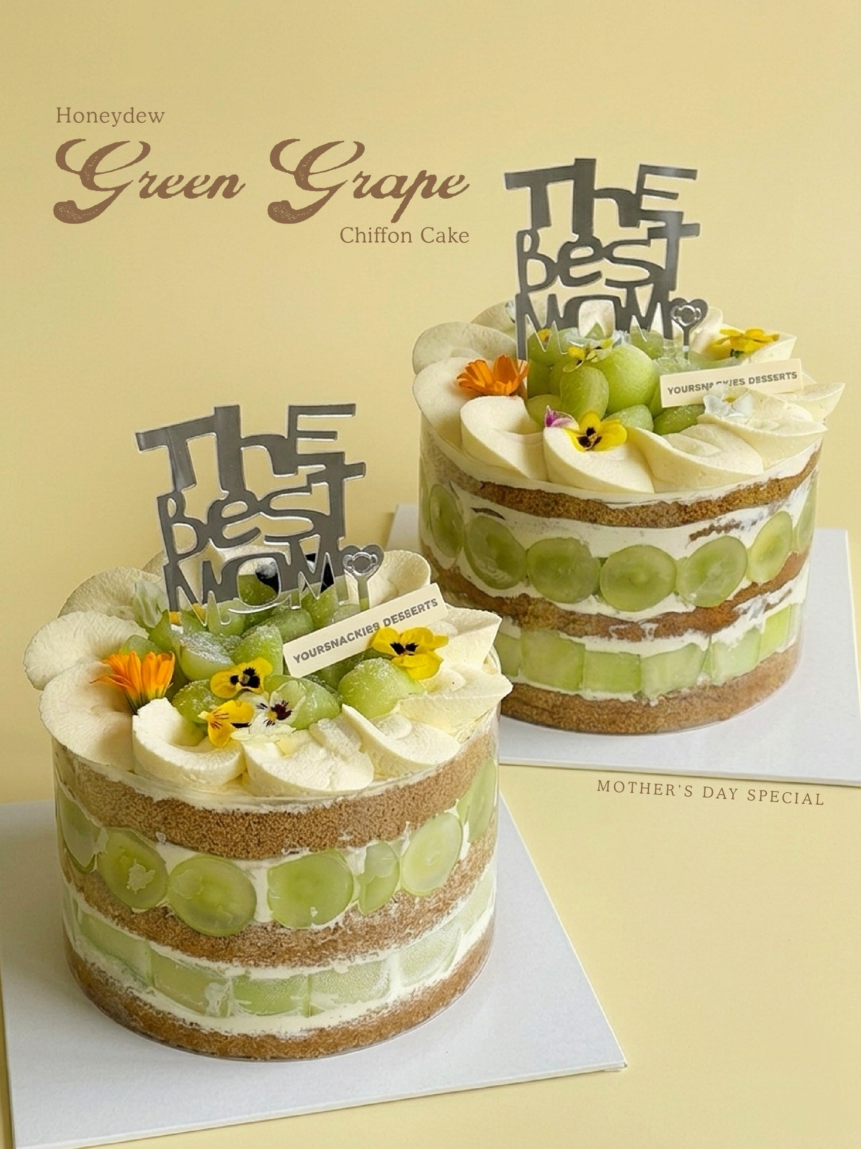 Honeydew Green Grape Chiffon Cake