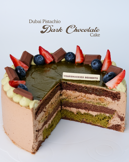 Dubai Pistachio Dark Chocolate Cake