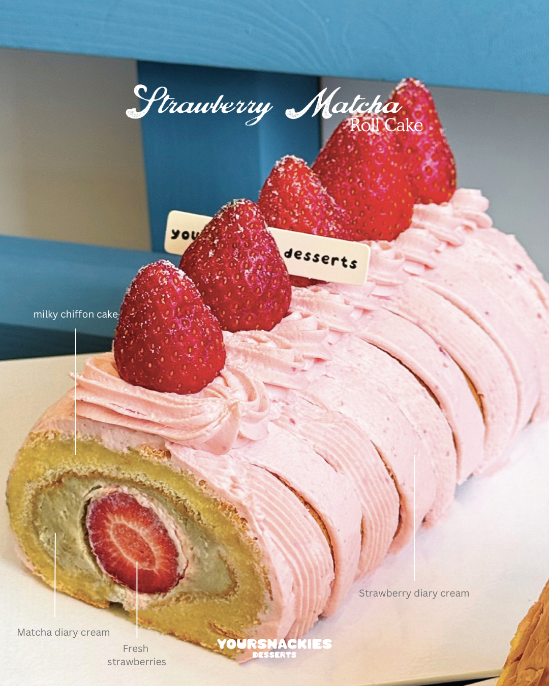 Very Strawberry Matcha Swiss Roll