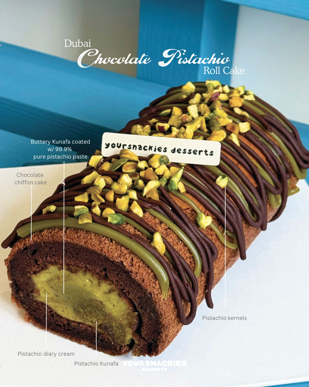 Dubai Dark Chocolate Pistachio Swiss Roll